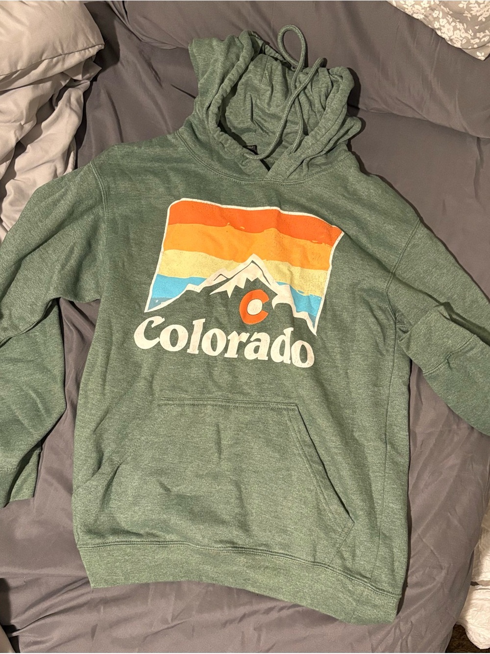 Men's Green Colorado Graphic Crewneck Hoodie